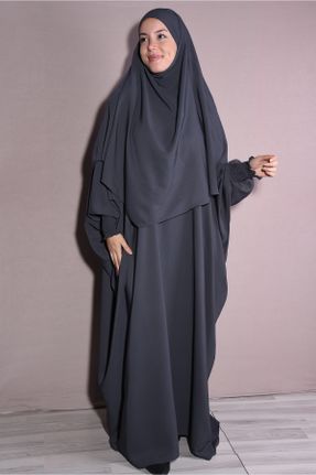 لباس طوسی زنانه اورسایز بافتنی مخلوط پلی استر کد 785200401