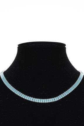 گردنبند جواهر آبی زنانه روکش نقره کد 679598333