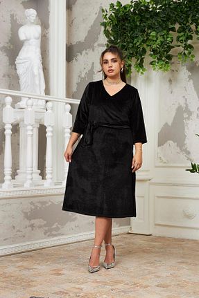 لباس مجلسی سایز بزرگ مشکی زنانه یقه هفت Rmg - کد 785141806