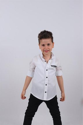 پیراهن سفید بچه گانه اسلیم فیت BUKEM - کد 682720590