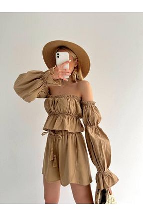 ست بالاتنه و پائین تنه قهوه ای زنانه بافتنی CeyssDesign - کد 740419551