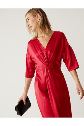 لباس قرمز زنانه بافتنی Marks & Spencer - کد 389641810
