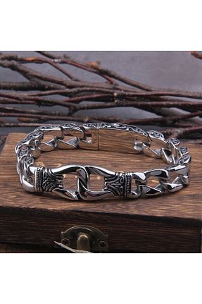 دستبند استیل (فولاد) طوسی مردانه استیل ضد زنگ Viking - کد 337561227