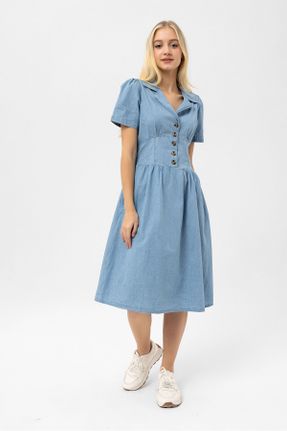 لباس آبی زنانه جین جین رگولار آستین-بلند کد 283360976