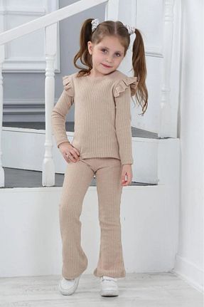ست بالاتنه و پائین تنه بژ بچه گانه بافتنی Genel Markalar - کد 764250206