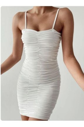 لباس سفید زنانه بافتنی اسلیم بند دار کد 785347617