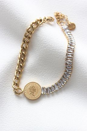 دستبند استیل (فولاد) طلائی زنانه استیل ضد زنگ Dazzlecave - کد 785593552