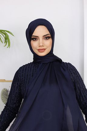 شال سرمه ای زنانه پلی ساتن Genel Markalar - کد 786116950