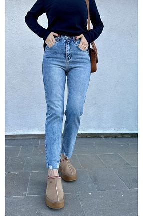 شلوار جین آبی زنانه پاچه ساده Denim By Poema - کد 786073538