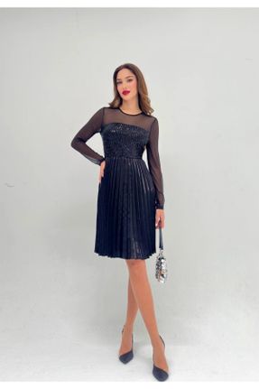 لباس مشکی زنانه تریکو پنبه - پلی استر راحت آستین-بلند کد 786448578