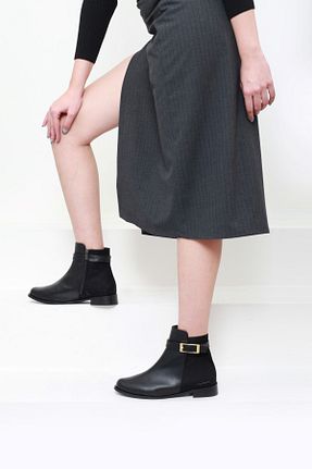 بوت / نیم بوت مشکی زنانه چرم مصنوعی 37Numara - کد 387593257