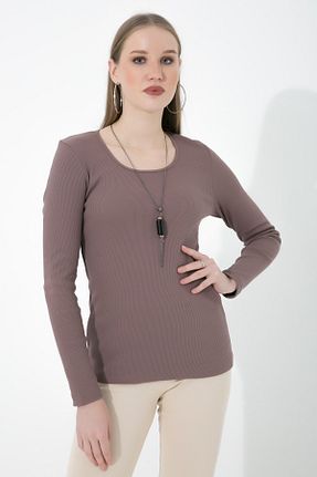 بلوز قهوه ای زنانه ساده OENDO - کد 458774820