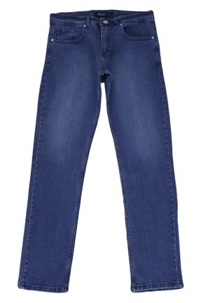 شلوار جین آبی مردانه پاچه لوله ای فاق بلند ساده جوان کد 786383947