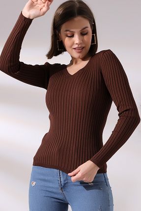 بلوز قهوه ای زنانه ساده Devinka - کد 786399846