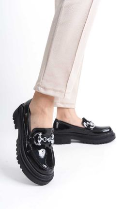 کفش لوفر مشکی زنانه پاشنه کوتاه ( 4 - 1 cm ) کد 786454246