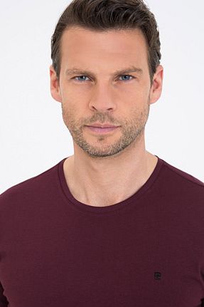 تیشرت زرشکی مردانه اسلیم فیت Pierre Cardin - کد 94608394