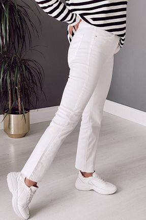 شلوار جین سفید زنانه پاچه کوتاه Suzi butik - کد 97362717