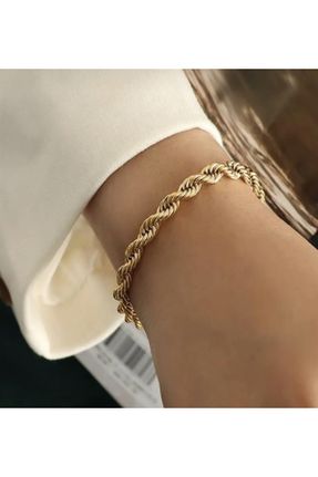 دستبند جواهر طلائی زنانه برنز کد 786496497