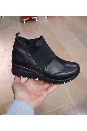 بوت مشکی زنانه چرم طبیعی پاشنه پر پاشنه متوسط ( 5 - 9 cm ) Gore-Tex مقاوم در برابر آب کد 786501020