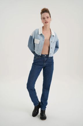 شلوار جین آبی زنانه فاق بلند جین استاندارد کد 786925743