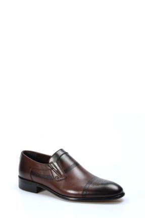 کفش کلاسیک قهوه ای مردانه چرم طبیعی پاشنه کوتاه ( 4 - 1 cm ) پاشنه ساده کد 786635391