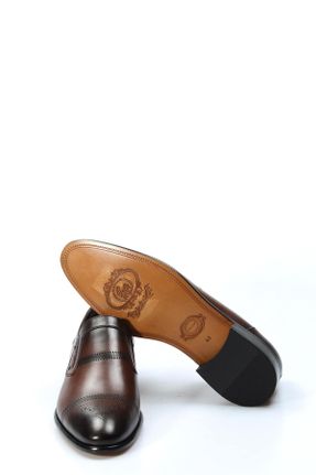 کفش کلاسیک قهوه ای مردانه چرم طبیعی پاشنه کوتاه ( 4 - 1 cm ) پاشنه ساده کد 786635391