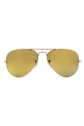 عینک آفتابی زرد زنانه 58 UV400 فلزی آینه ای قطره ای کد 786862093