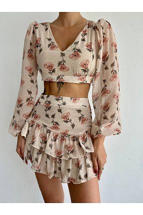 ست بالاتنه و پائین تنه بژ زنانه بافت popibutik - کد 786960490