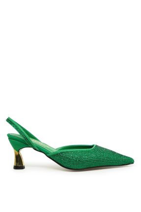 کفش استایلتو سبز پاشنه نازک پاشنه کوتاه ( 4 - 1 cm ) کد 777619544