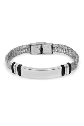 دستبند استیل طوسی مردانه فولاد ( استیل ) کد 786688466