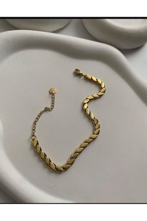 دستبند استیل طلائی زنانه فولاد ( استیل ) کد 786695624