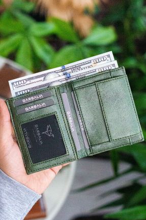 کیف پول سبز مردانه سایز کوچک چرم مصنوعی کد 786690179