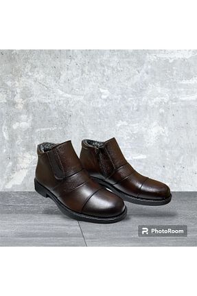 بوت / نیم بوت قهوه ای مردانه چرم خالص Brs - کد 786712037