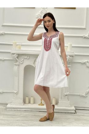 لباس سفید زنانه تریکو پنبه (نخی) فرم فیت کد 283780264