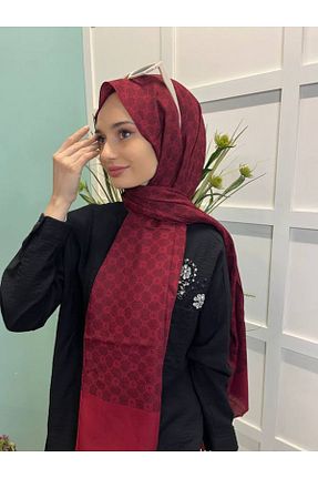 شال زرشکی زنانه پلی استر Aker - کد 711533529