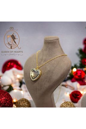 گردنبند استیل ( فولاد ) طلائی زنانه استیل ضد زنگ QUEEN of HEARTS - کد 787612789