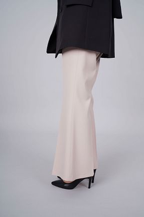 شلوار پارچه ای بژ زنانه فاق نرمال VİLDAN - کد 787896676