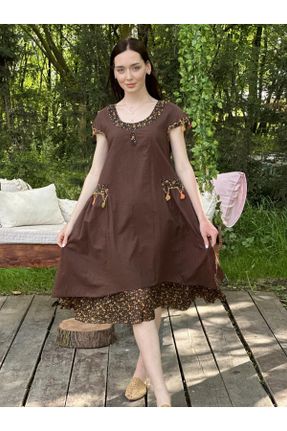 لباس قهوه ای زنانه تریکو فرم فیت کد 787251854