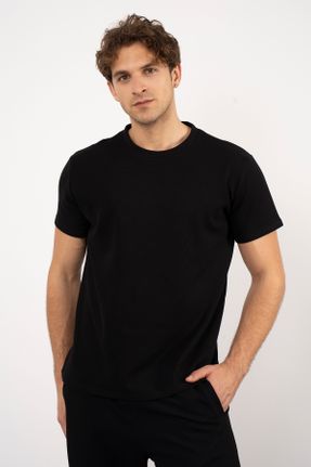 تی شرت مشکی مردانه رگولار یقه گرد بیسیک کد 787293376