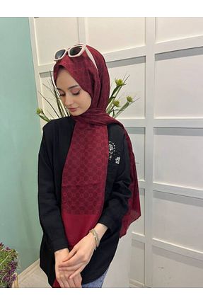 شال زرشکی زنانه پلی استر Aker - کد 711533529