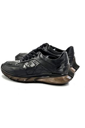 کفش اسنیکر مشکی مردانه چرم اصل LEOSTEPS - کد 787348007