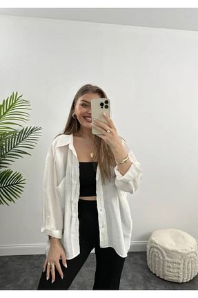 پیراهن سفید زنانه Overshirt Ekim Store - کد 787371484