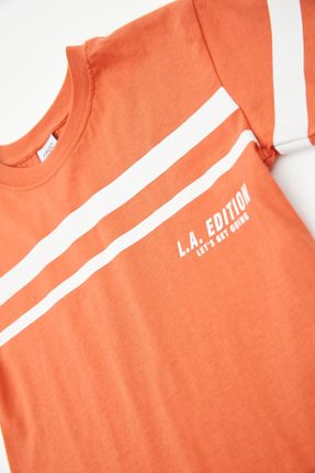 تی شرت نارنجی بچه گانه رگولار تکی طراحی کد 787704211