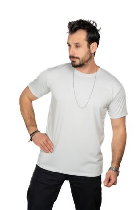 تی شرت طوسی مردانه رگولار یقه گرد پنبه (نخی) تکی بیسیک کد 780627854