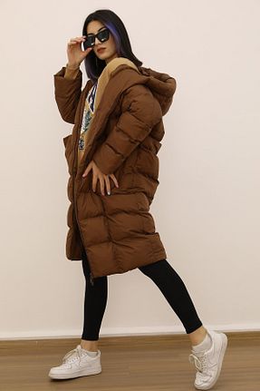 کاپشن قهوه ای زنانه اورسایز La Querta - کد 787728304