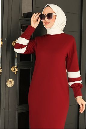 لباس زرشکی زنانه رگولار بافتنی پنبه - پلی استر کد 787305720