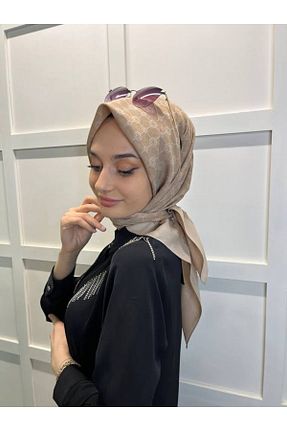 روسری بژ پلی استر Aker - کد 713577262