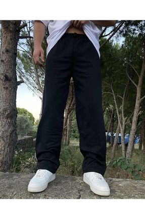 شلوار گرمکن سایز بزرگ مشکی زنانه اورسایز FİTGO - کد 780309123