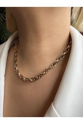 گردنبند استیل ( فولاد ) طلائی زنانه استیل (فولاد) Wui Aksesuar - کد 788344784