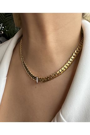 گردنبند استیل ( فولاد ) طلائی استیل (فولاد) Wui Aksesuar - کد 788344740